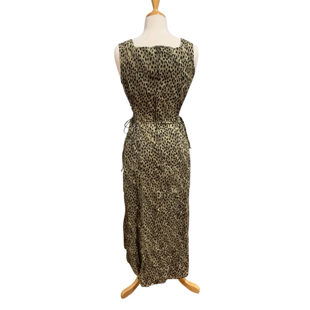 Vntg 90’s Women's Olivia Rose Green & Black Leopard Print Midi Dress, Size 8 - Picture 5 of 8